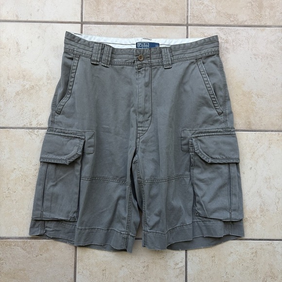 Polo Ralph Lauren Other - Polo Ralph Lauren Cargo Shorts‎ Mens 33 Gray 10" Canvas Heavy Cotton Utility Y2K